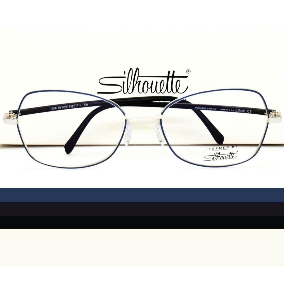 Silhouette Eyeglasses Blue Silver 55-17-130 3506 Vtg