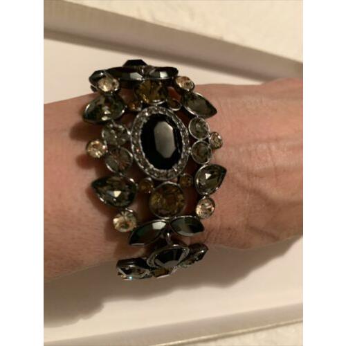 Givenchy Hematite Flower Crystal Statement Bracelet GB13