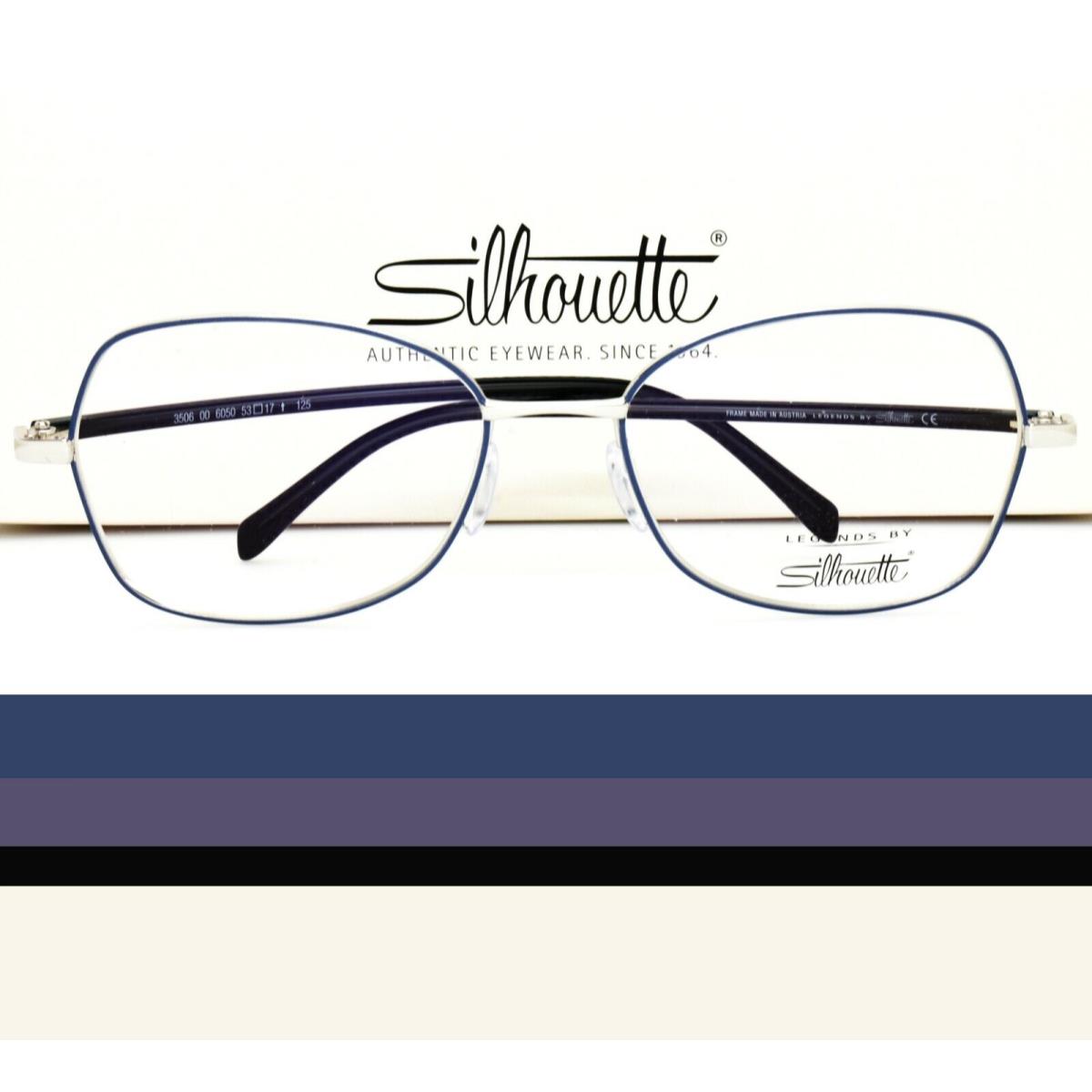 Silhouette Eyeglasses Blue Silver 53-17-130 3506