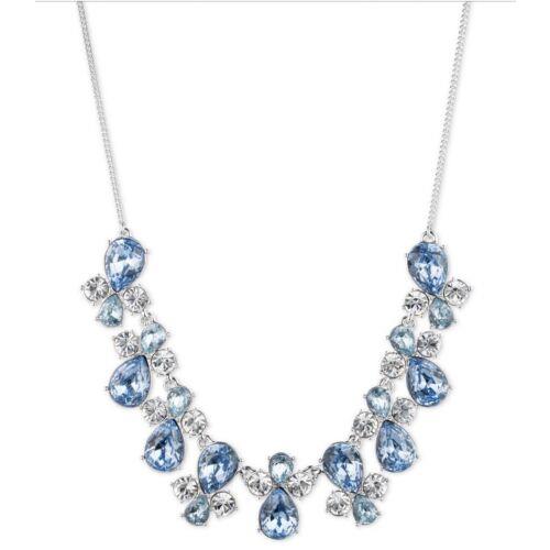 Givenchy Color Clear Blue Silver Tone Statement Necklace 733 GN