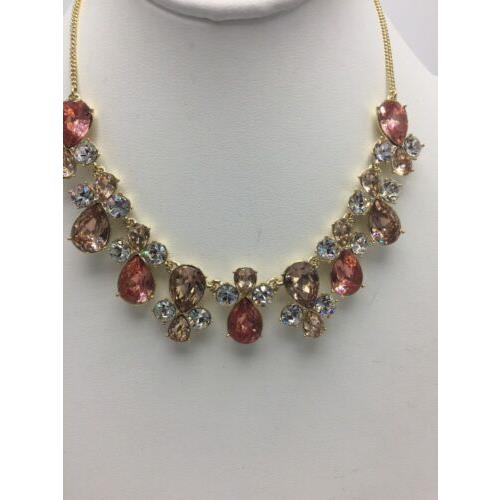 Givenchy Color Clear Peach Gold Tone Statement Necklace 732A