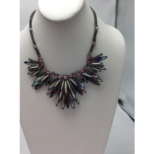 Givenchy Hematite Multi Cluster Statement Necklace 201B