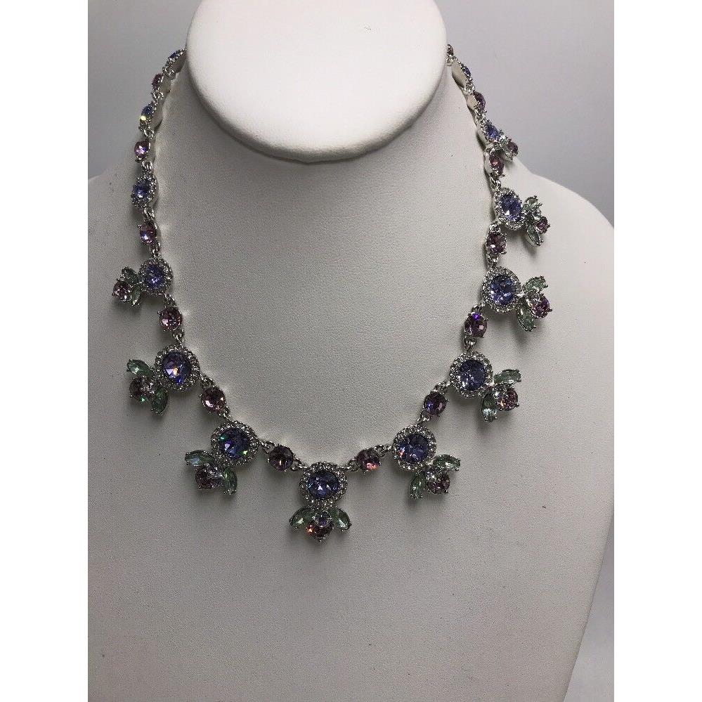 Givenchy Silver Tone Multi Color Crystal Collar Necklace F22A