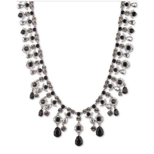 Givenchy Hematite Tone Crystal Stone Statement Necklace 16 Plus 3 P6