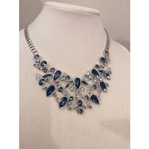 Givenchy Silve-tone Blue Stone Bib Necklace 207B