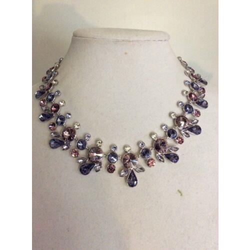 Givenchy Silver Tone Multi Color Crystal Statement Necklace 203B