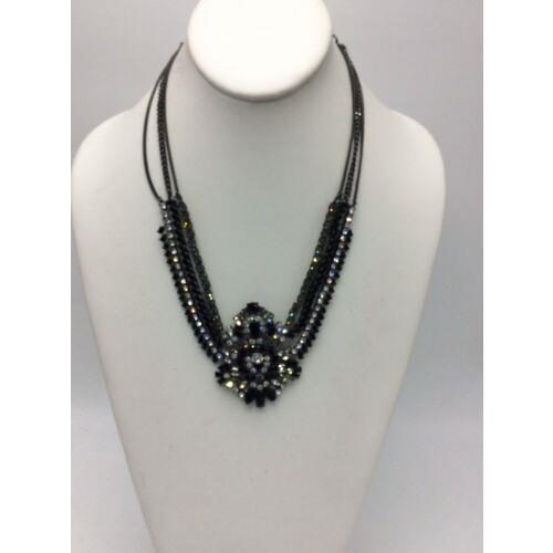 Givenchy Hematite Tone Crystal Cluster Swag Collar Necklace GN602