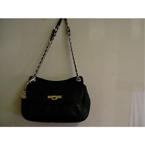 Womens Dkny Donna Karan Ego Leather Crosby Purse Bag Black