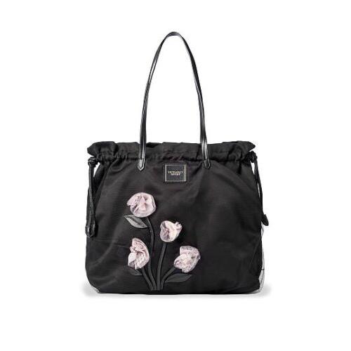 Victorias Secret Tease Gardenia Floral Chic Everyday Tote Bag Purse Black