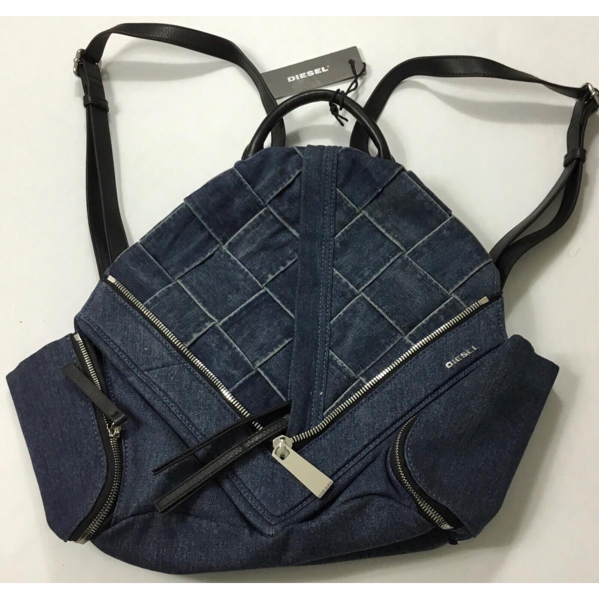 Diesel L-zipper Le-monica Denim Small Backpack Blue