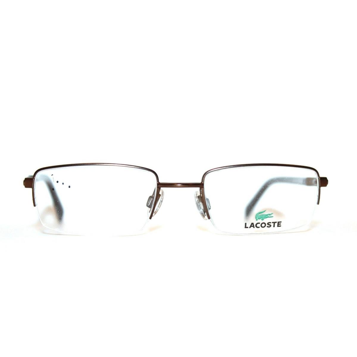 Lacoste LA12024 BR Brown Semi Rimless Eyeglasses Mens RX 50-19-140