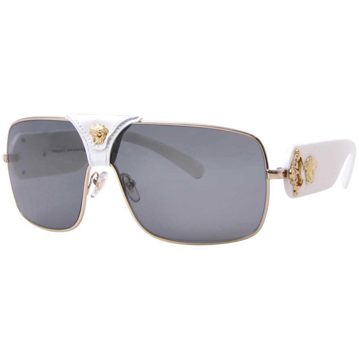 Versace Squared-baroque VE2207Q 134187 Sunglasses Men`s Gold/white/grey 38mm