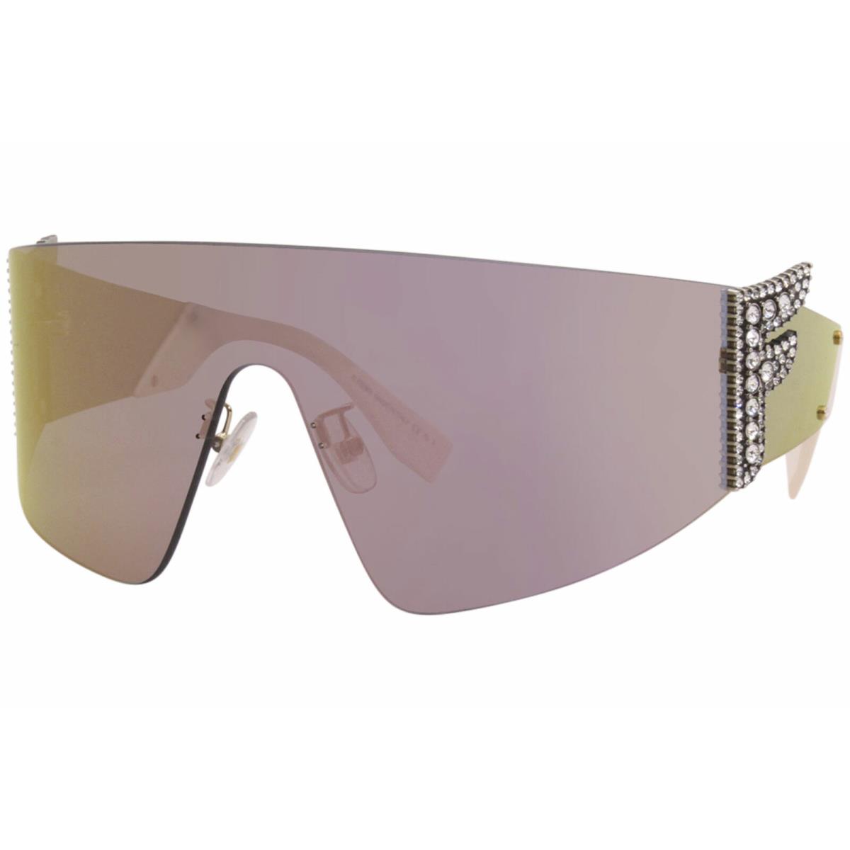 Fendi FF-0382/S J5GUE Sunglasses Women`s Gold/grey-pink Mirror Lens Shield 99mm