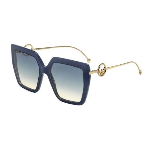 Fendi F Is Fendi FF 0410/S Pjp Blue Gold Grey Gradient Large Women Sunglasses