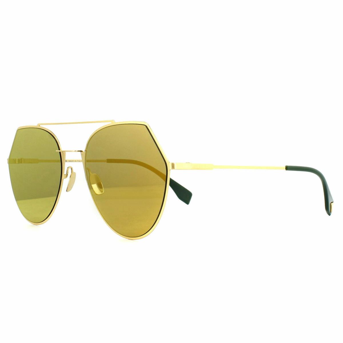Fendi Women`s FF0194S FF/0194/S 001/83 Yellow Gold Pilot Sunglasses 55mm