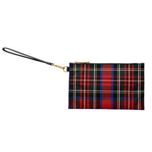 Versace Women`s Multi-color Canvas Plaid Wristbag Clutch Bag