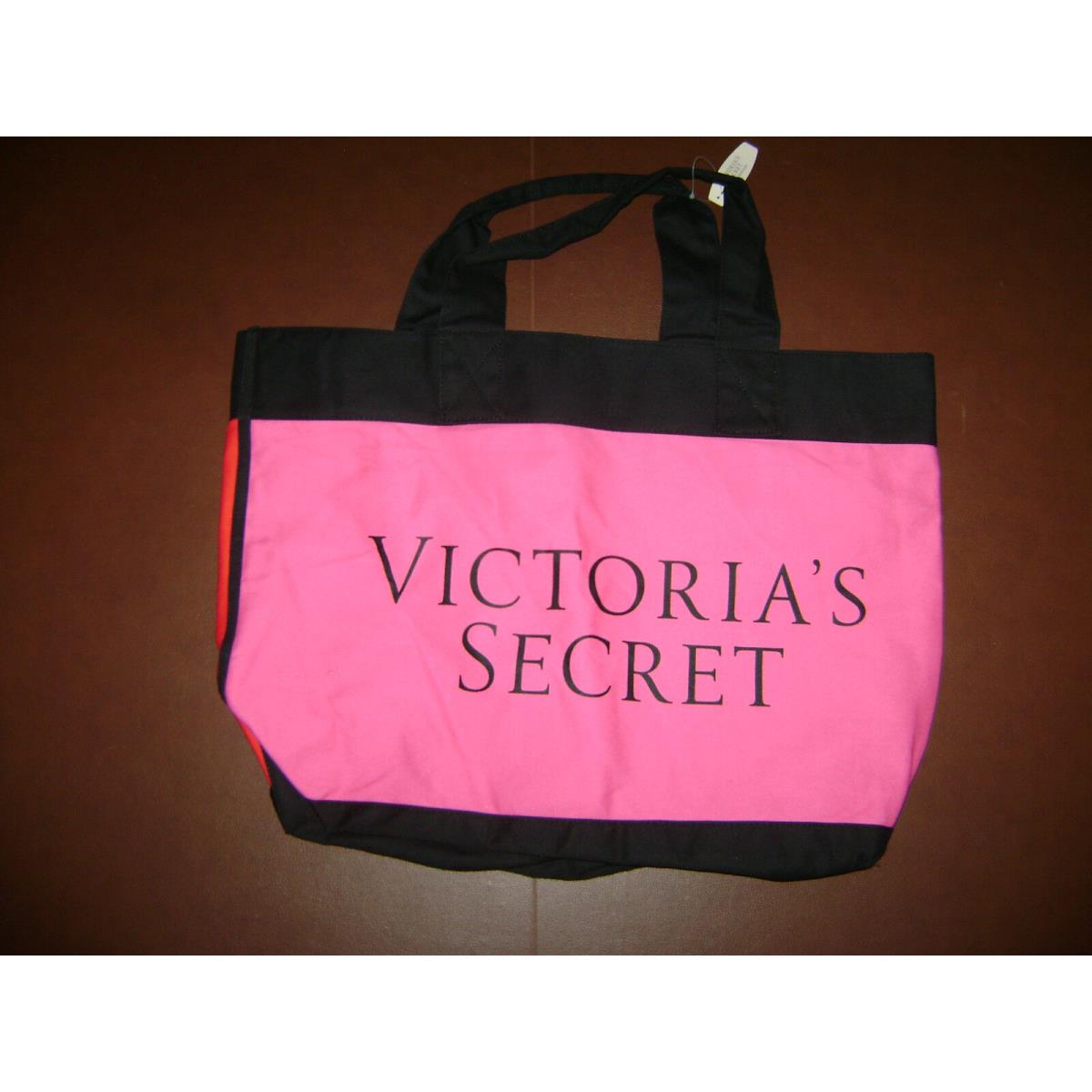 Victoria Secret Huge Canvas Tote Shopping Bag Weekender Getaway Pink Red Blk