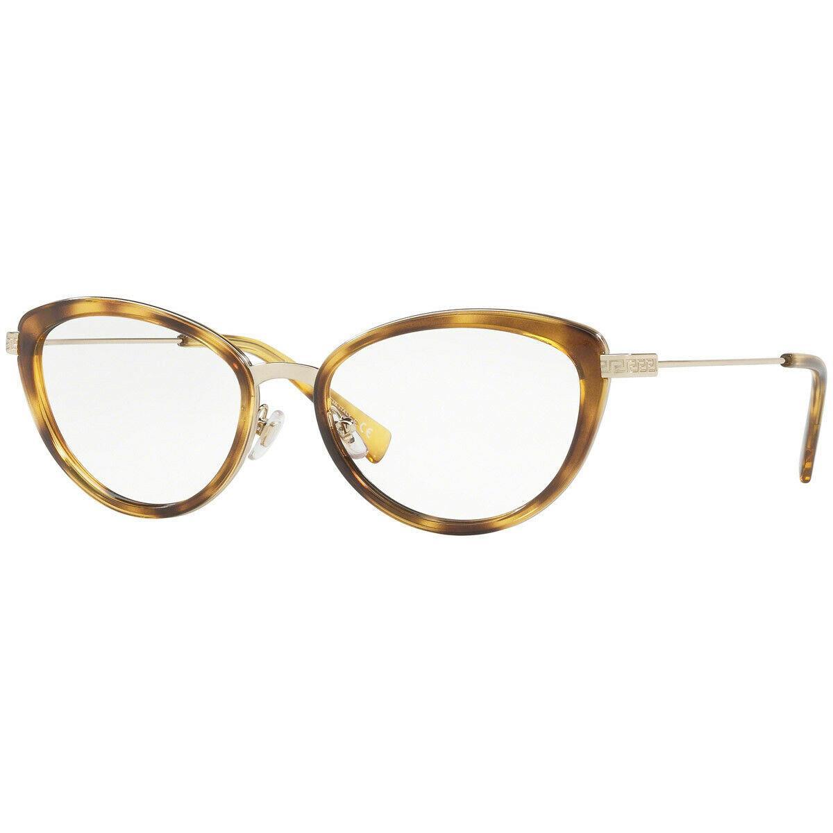Versace Cat-eye Eyeglasses VE1244 1400 Pale Gold Havana Women`s Size 53mm