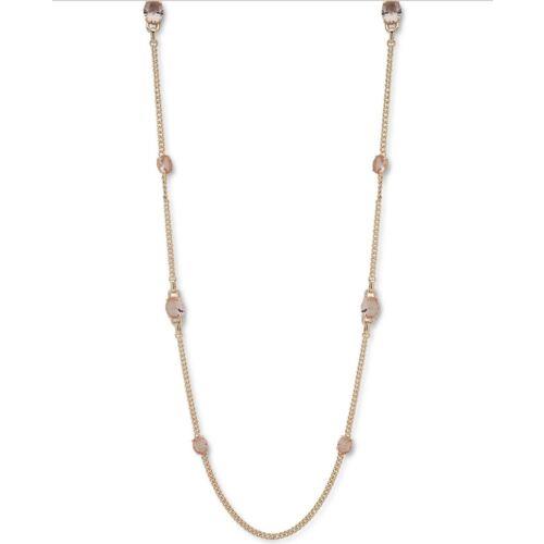 Lauren Ralph Lauren Gold Tone Pink Stone 42 Necklace Q155