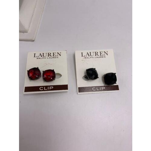 Lauren Ralph Lauren Black Red Clip Earrings 38