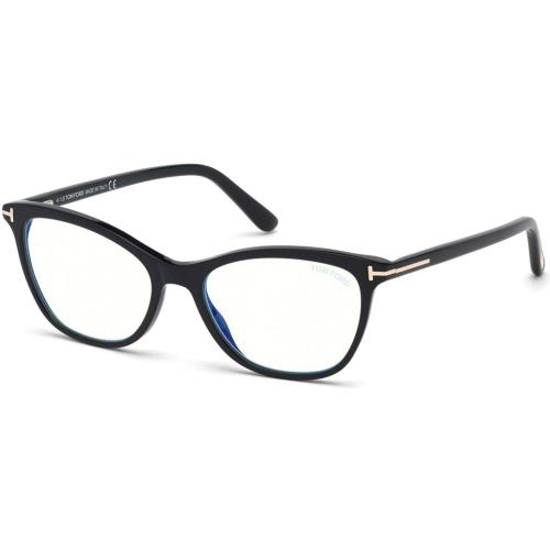 Tom Ford FT 5636 B 001 Eyeglasses Black Gold Frame 5636 Blue Block 55mm ...