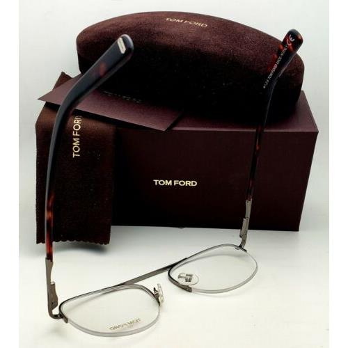 Tom Ford eyeglasses  - Gunmetal Ruthenium with Havana Tortoise Temples Frame, Clear Demos Lens