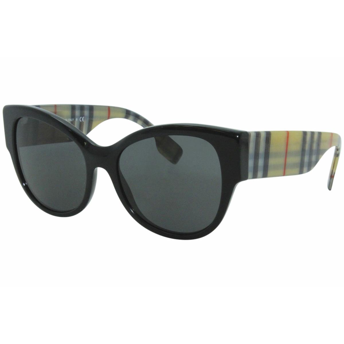 Burberry BE4294 3757/87 Sunglasses Women`s Black-plaid/grey Lens Butterfly 54mm