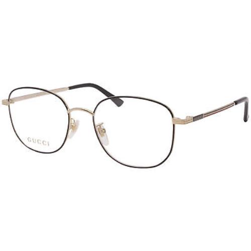 Gucci GG0838OK 001 Eyeglasses Men`s Black/gold Full Rim Optical Frame 52mm - Frame: Black