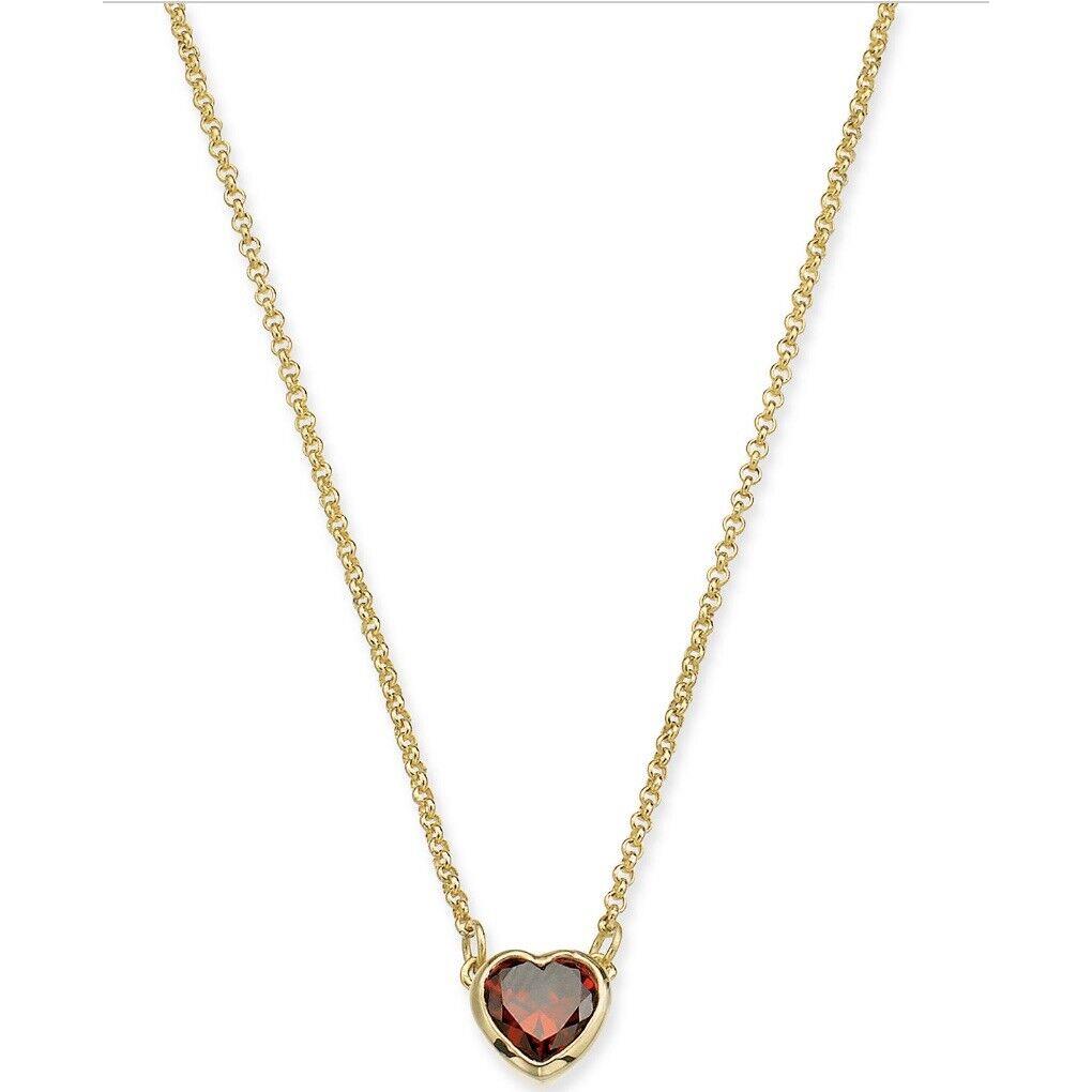 Kate Spade Gold Tone Red Crystal Heart Link Necklace Romantic Rocks 612