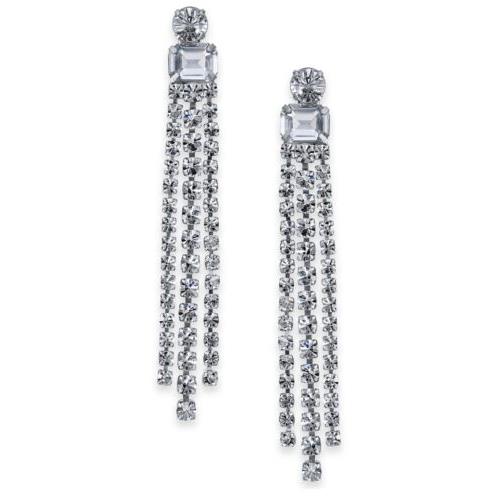 $68Kate Spade Silver-tone Crystal Fringe Chandelier Earrings 512