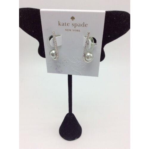 Kate Spade Shine on Pave Artificial Pearl Silver Tone Earrings SS406