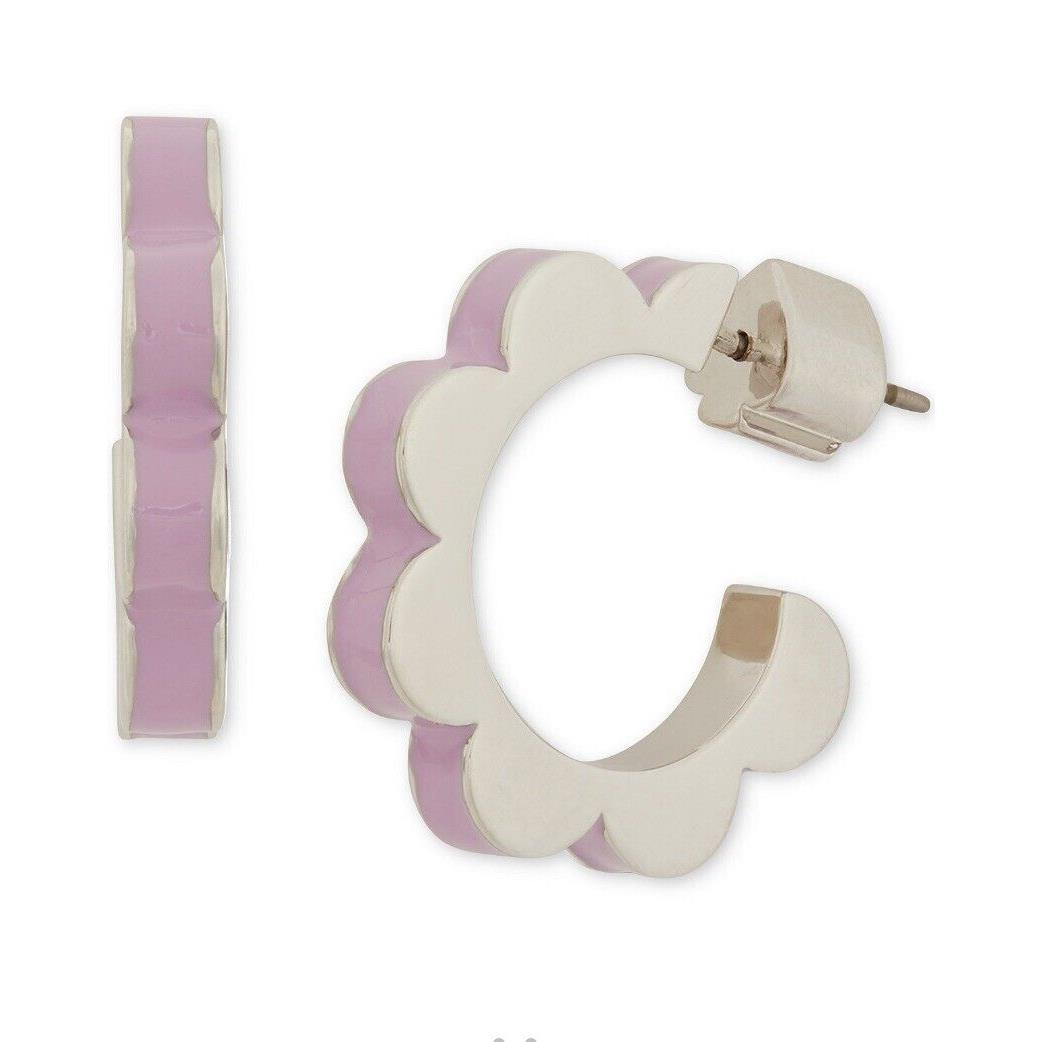 Kate Spade Lilac Large Scalloped 2.6 Hoop Earrings Q3