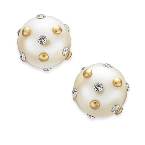 Kate Spade Pearls Pearls Pearls Pearl Stud W/crystal Earrings 20