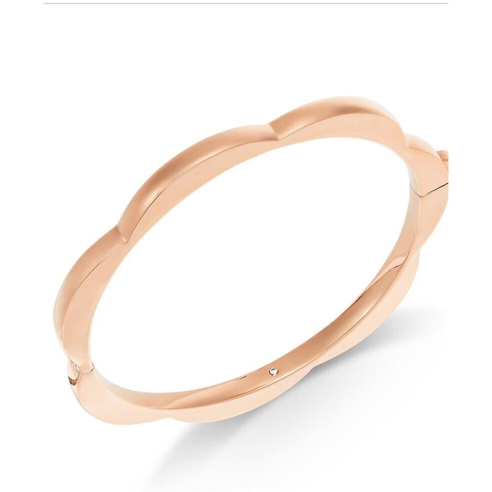 Kate Spade Rose Gold Tone Scalloped Edge Hinged Bangle Bracelet Mkh