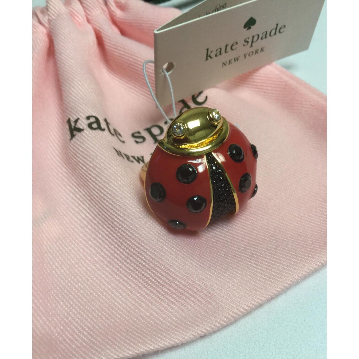 Kate Spade New York 12K Gold Plated Little Ladybug Ring Size 7 W/ks Dust Bag New