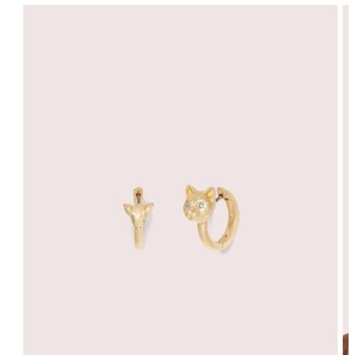 Kate Spade House Cat Hoop Earrings Gold Plated JJ5