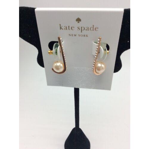 Kate Spade Shine on Pave Artificial Pearl Rose Gold Tone Earrings SS407