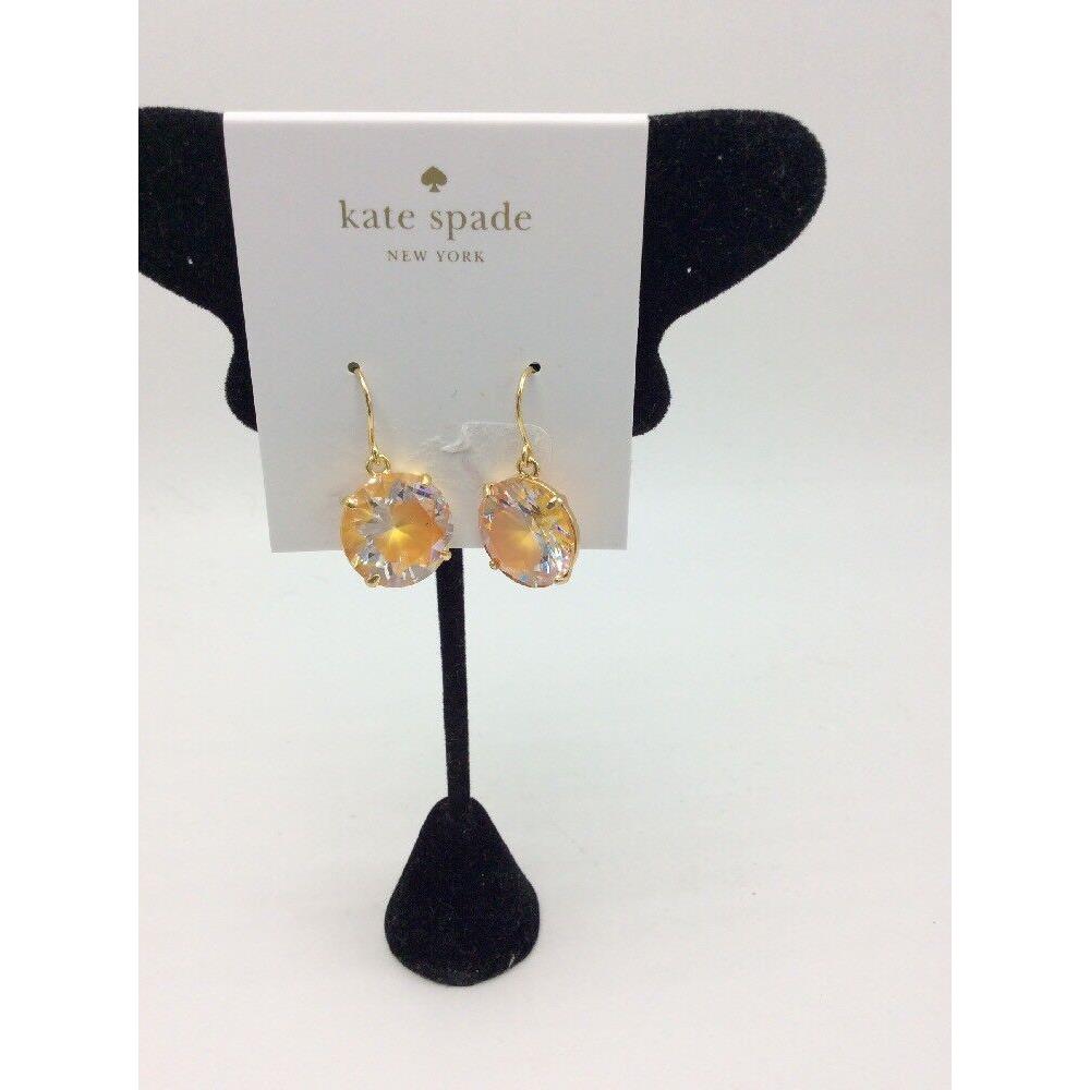 Kate Spade Shine on 14k Earrings Yellow French Wire cv Stones A6A