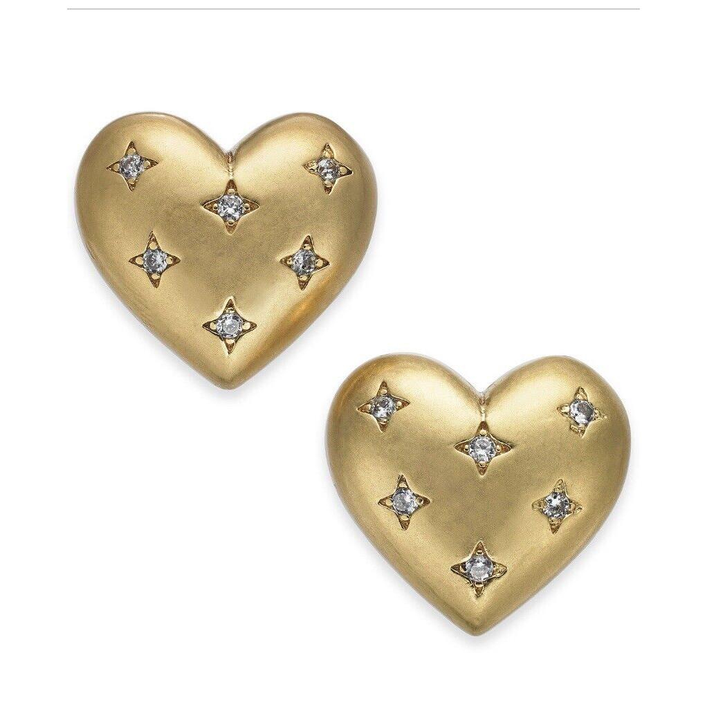 Kate Spade Gold Tone Pave Heart Earrings 617