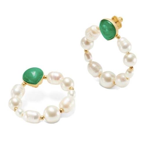 Kate Spade Semi Precious Green Pearl Door Knocker Earrings Q150a