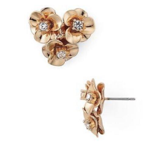 Kate Spade Shine on Pave Flower Cluster Studs Earrings Rose Gold-tone M45