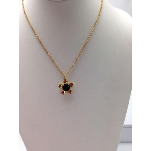 Kate Spade Sunset Blooms Black Stone Gold Tone Pendant Necklace 278