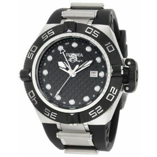 Invicta 1153 Men`s Subaqua Noma IV Gmt Swiss Made Polyurethane Sports Watch - black, Dial: Black, Band: Black