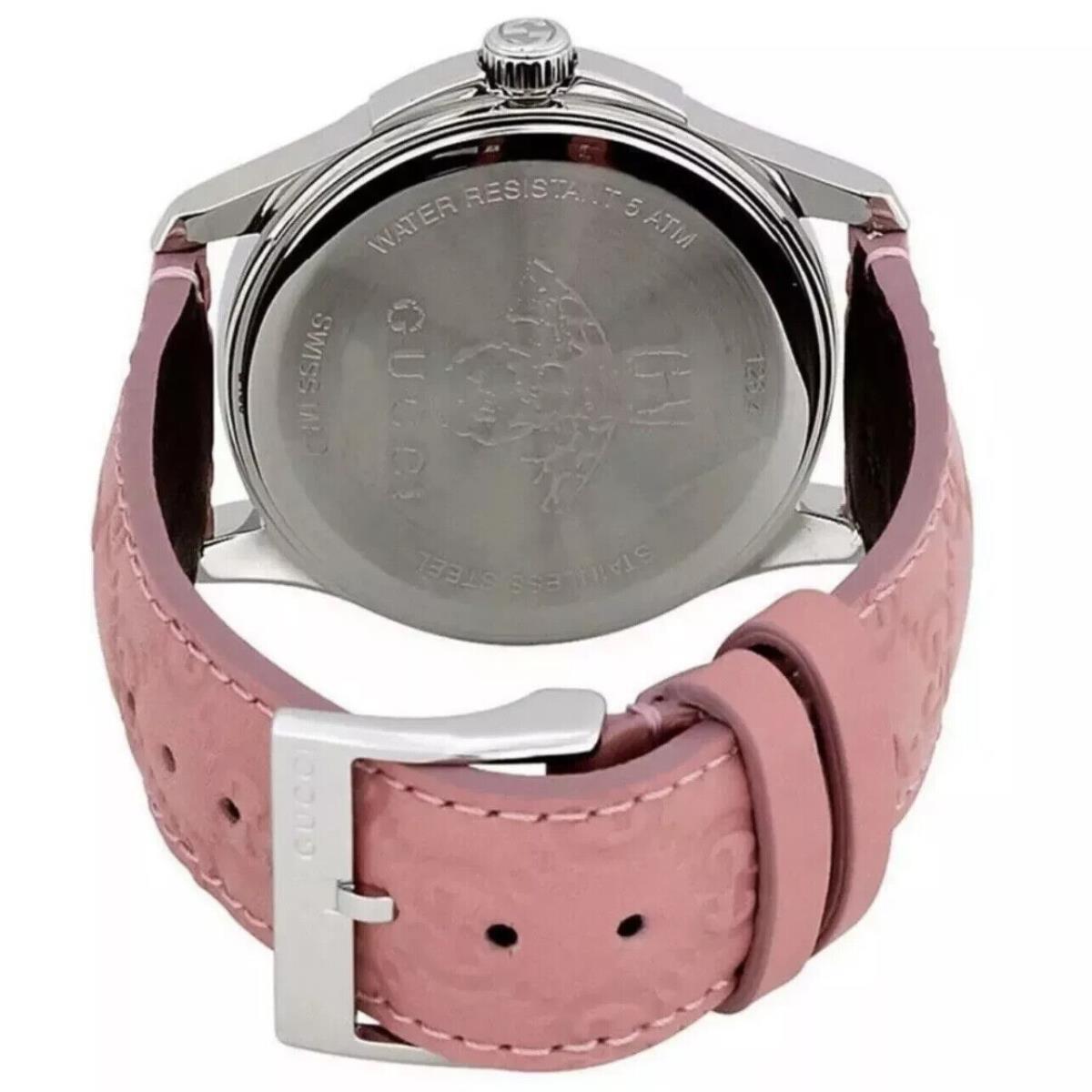 Gucci G-timeless 38MM Womens Pink Leather Silver Tone Watch YA1264030 / W T