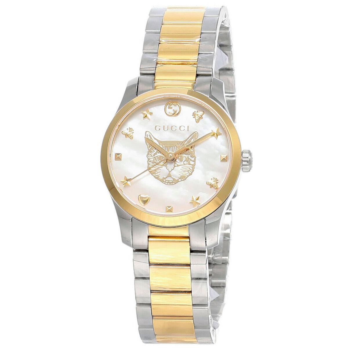 Gucci G-timeless 27MM SS Mother of Pearl Dial Women`s Watch YA1265012