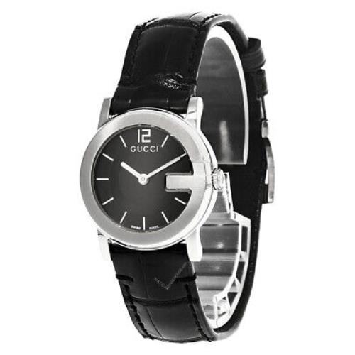 Gucci G Shape Black Dial Leather Women`s Watch YA101503