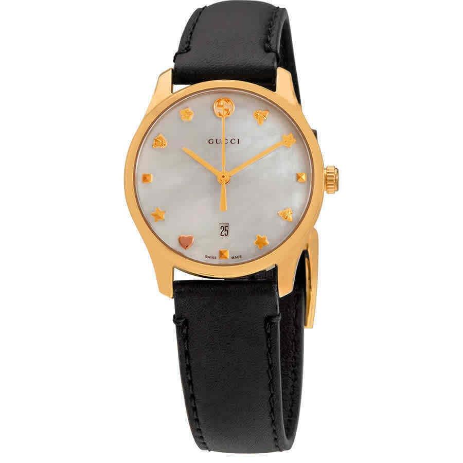 Gucci YA126589 G-timeless 29MM Women`s Black Leather Watch