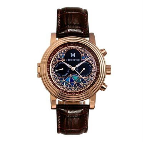 Heritor Automatic Legacy Leather-band Watch W/day/date Rose Gold/: HERHR9704