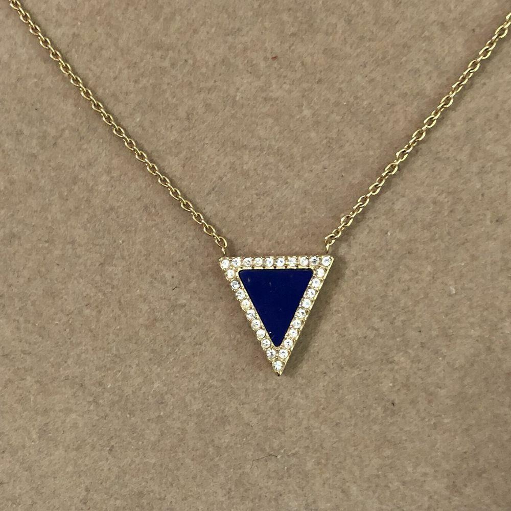 Michael Kors Semiprecious Pave Lapis Triangle Motif Pendant Gold mkj4257710 J1