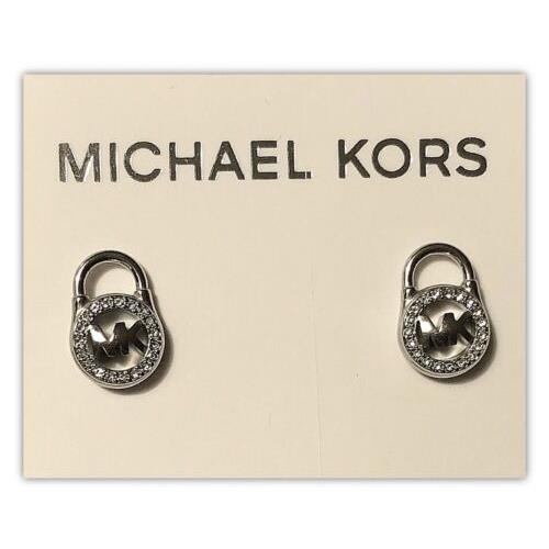 Michael Kors Silver-tone Padlock Style Pave` Earrings MKJ7411040